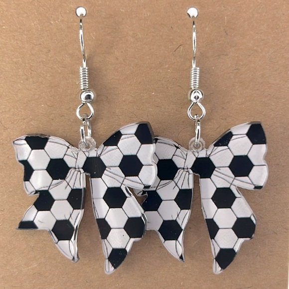 Jewelry - Soccer Ribbon Design 2D Acrylic Earrings